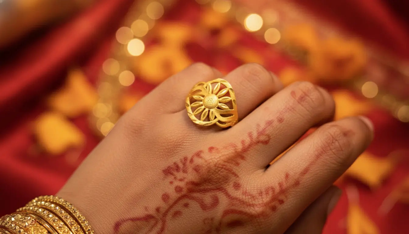 Gold Floral Ring – 18K Gold Plated