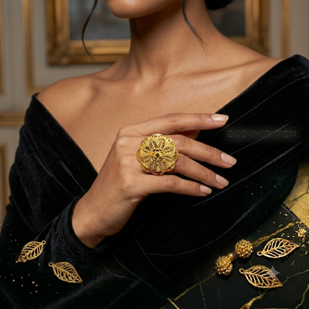 Gold Filigree Statement Ring – 22K Gold Plated