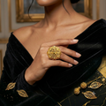 Gold Filigree Statement Ring – 22K Gold Plated